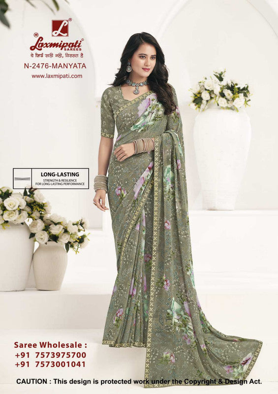 Laxmipati Gulabo N-2476 Green Georgette Saree