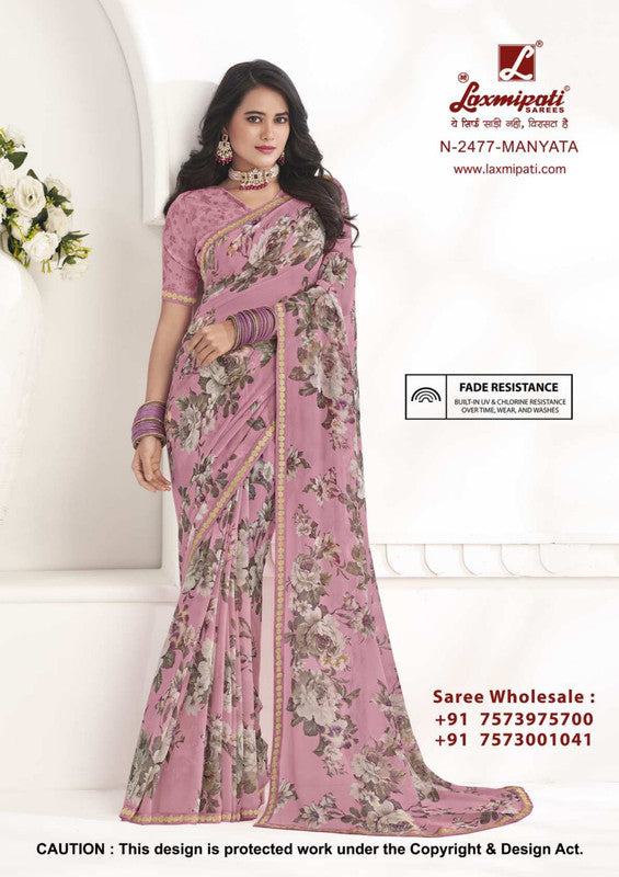 Laxmipati Gulabo N-2477 Pink Georgette Saree