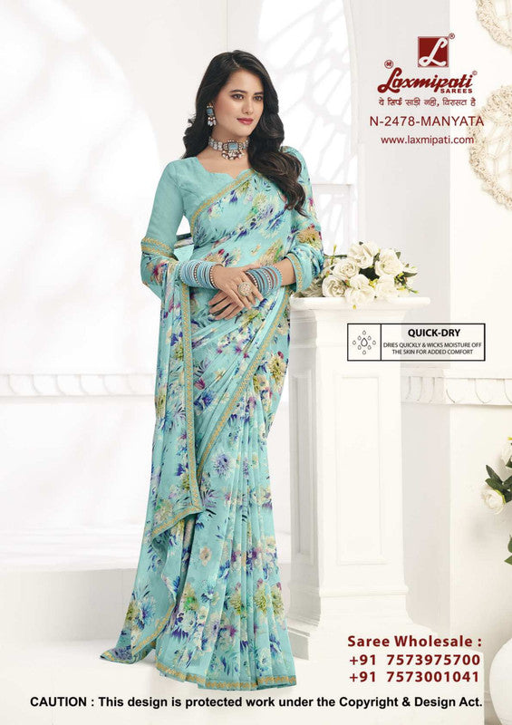 Laxmipati Gulabo N-2478 Blue Georgette Saree