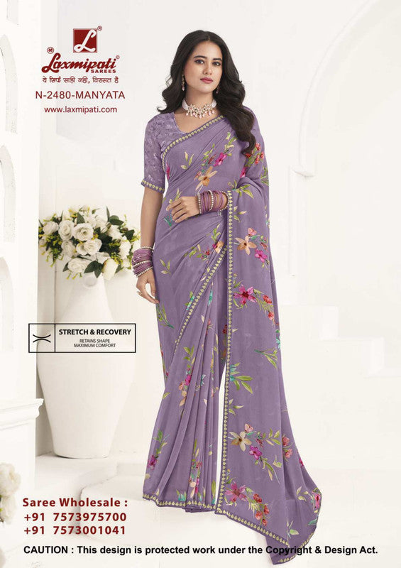 Laxmipati Gulabo N-2480 Mauve Georgette Saree