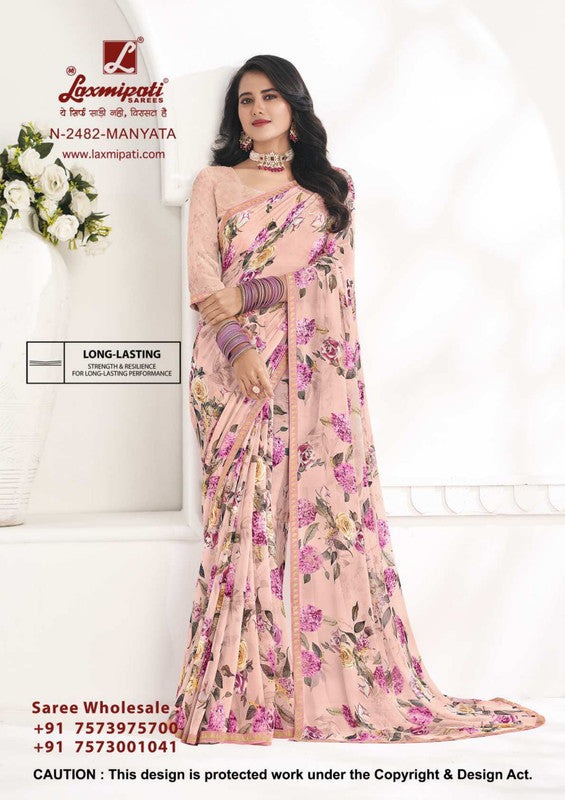 Laxmipati Gulabo N-2482 Peach Georgette Saree