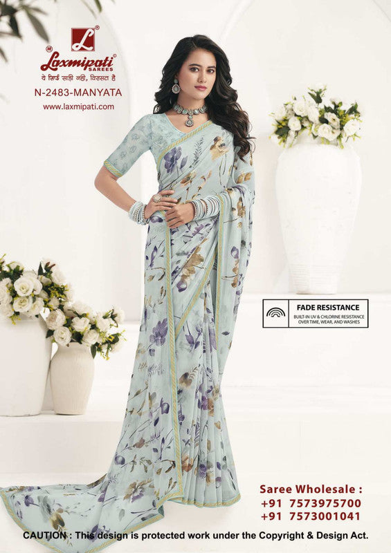 Laxmipati Gulabo N-2483 Blue Georgette Saree