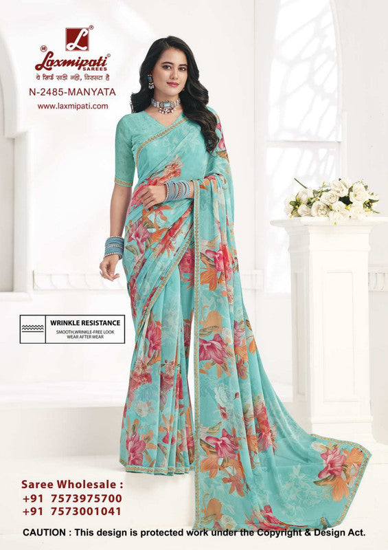 Laxmipati Gulabo N-2485 Blue Georgette Saree