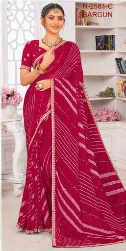 Laxmipati Sargun N-2581-C - Rani Chex Chiffon Drape By Sanskar Sarees