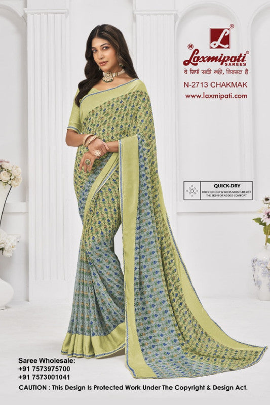 Laxmipati Sitaphal N-2713 - Pista Georgette Drape By Sanskar Sarees