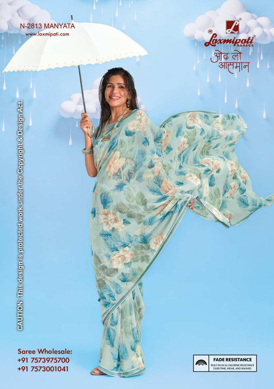 Laxmipati Sadhana N-2813 - Sky Blue Georgette Drape By Sanskar Sarees