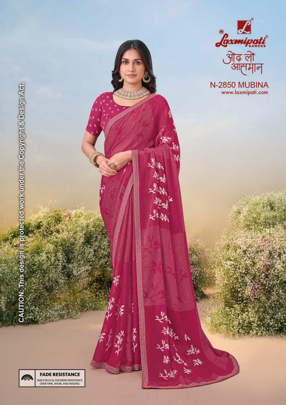 Laxmipati Anaya N-2850 - Onion Sparkle Chiffon Drape By Sanskar Sarees