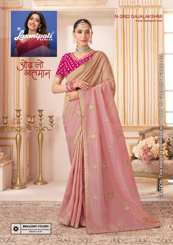 Laxmipati Chakor N-2892 - Onion Organza Drape By Sanskar Sarees