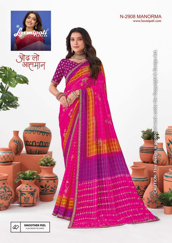 Laxmipati Ishita N-2908 - Rani Multi Chiffon Drape By Sanskar Sarees