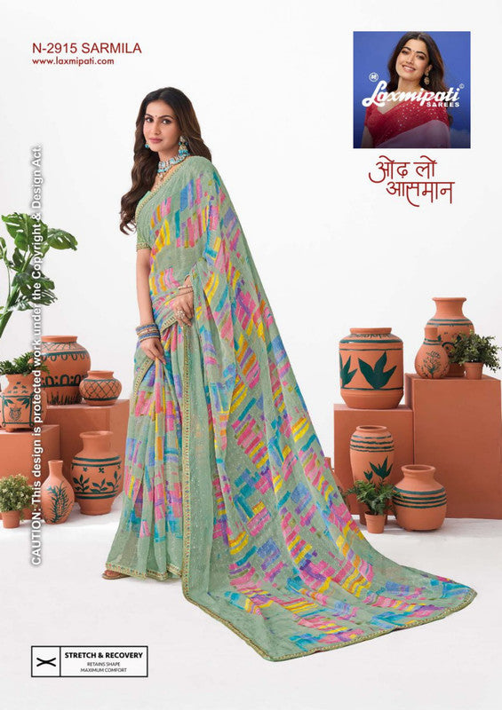Laxmipati Ishita N-2915 - Pista Chiffon Butti Drape By Sanskar Sarees