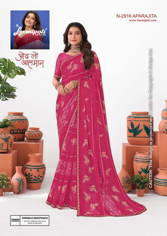 Laxmipati Ishita N-2916 - Onion Chiffon Drape By Sanskar Sarees