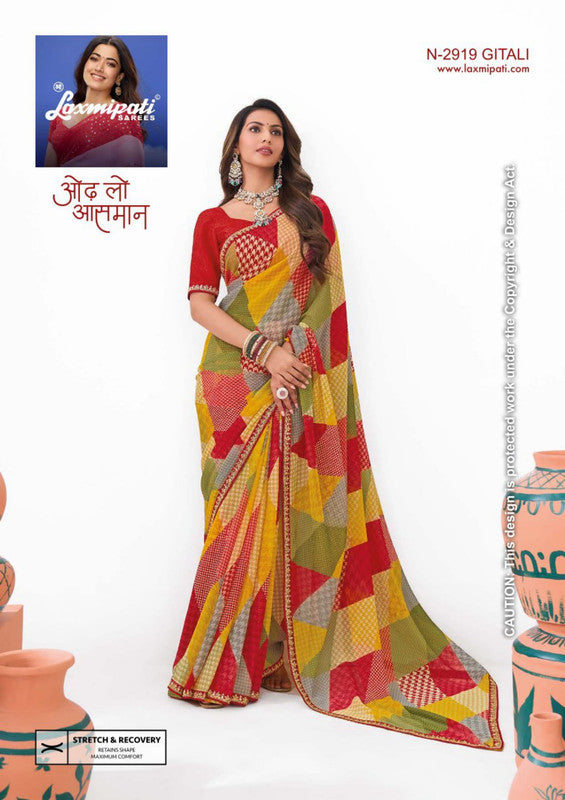 Laxmipati Ishita N-2919 - Multi Sparkle Chiifon Drape By Sanskar Sarees