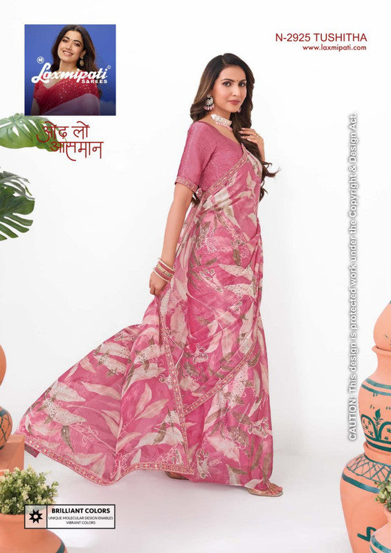 Laxmipati Ishita N-2925 - Onion Sparkle Chiffon Drape By Sanskar Sarees