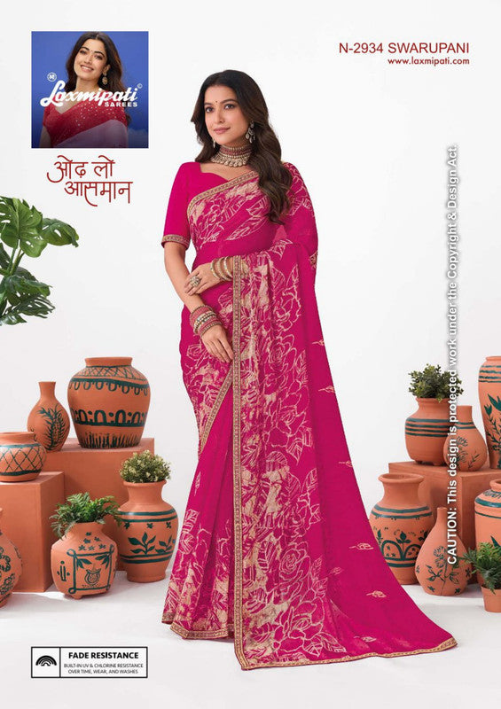 Laxmipati Ishita N-2934 - Rani Chiffon Butti Drape By Sanskar Sarees
