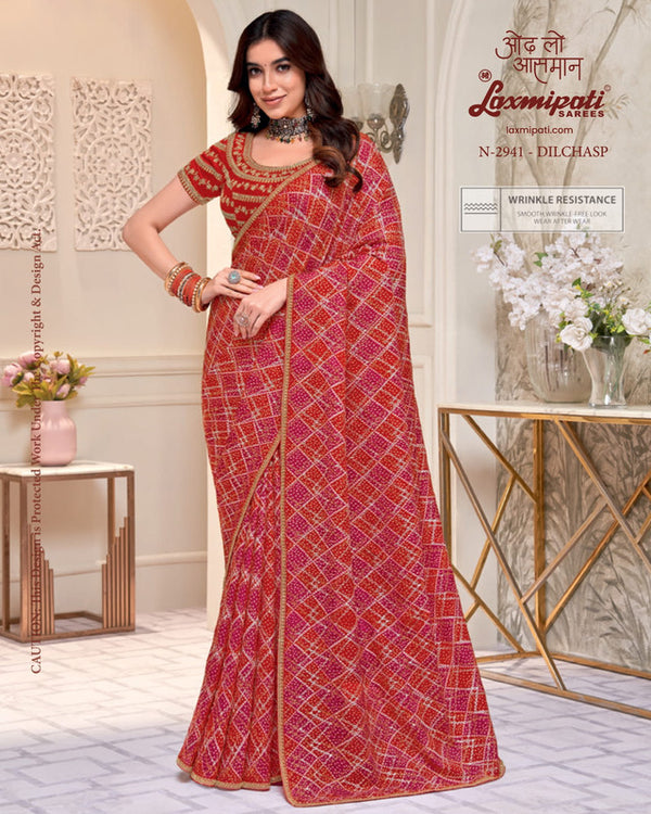 Laxmipati Totapuri N-2941 - Rani Moss Chiffon Drape By Sanskar Sarees