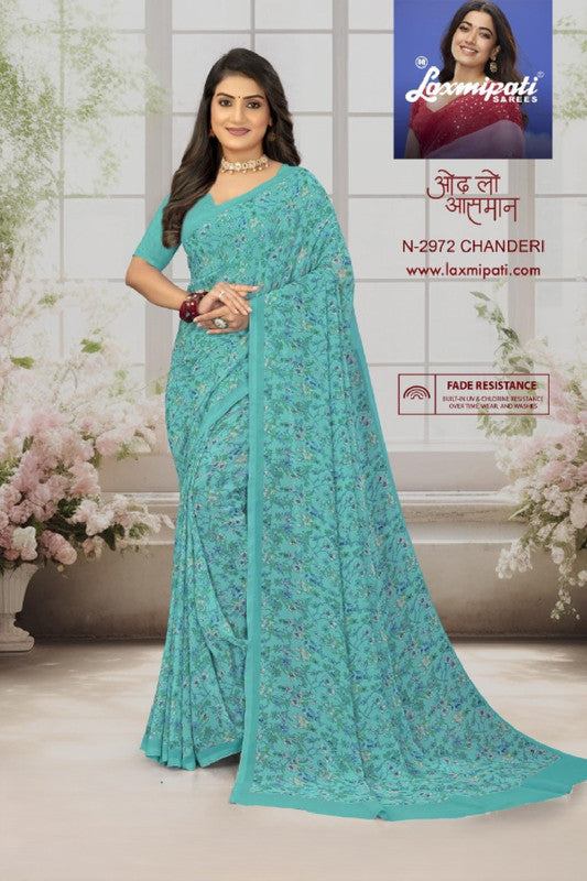 Laxmipati Basundi-2 N-2972 - Light Blue Georgette Drape By Sanskar Sarees