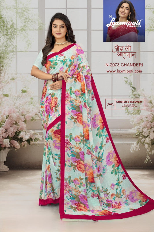 Laxmipati Basundi-2 N-2973 - Light Blue Georgette Drape By Sanskar Sarees