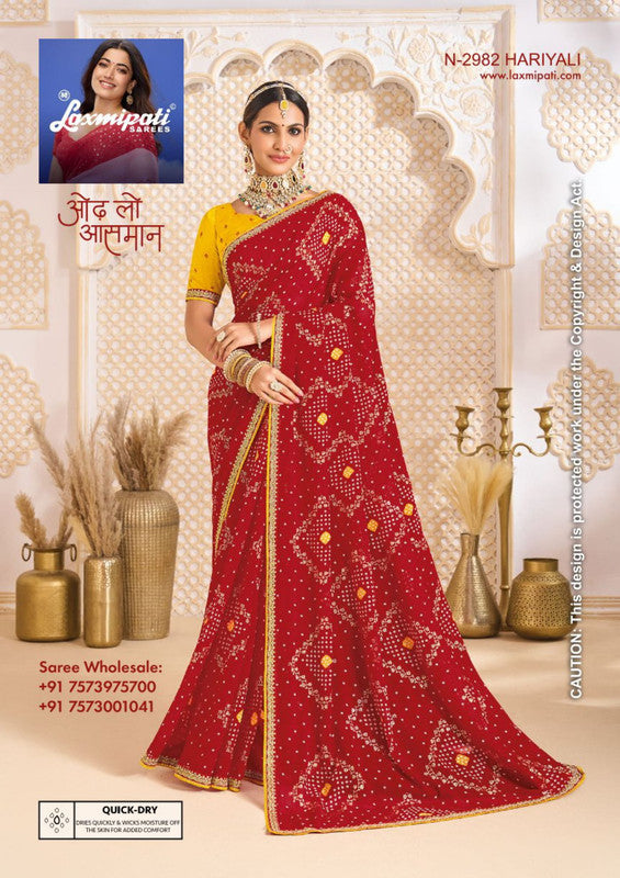 Laxmipati Ghoomar N-2982 - Red Chiffon Drape By Sanskar Sarees