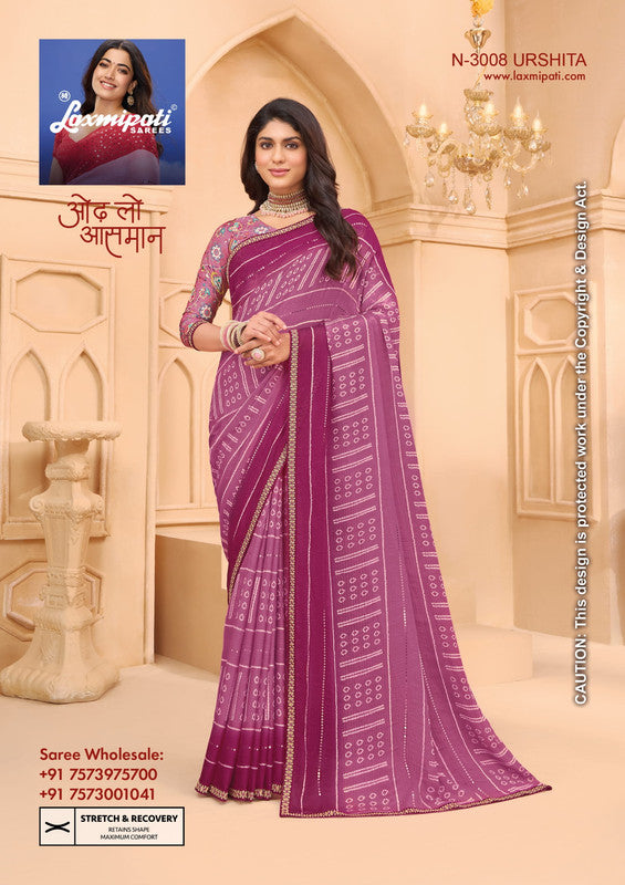 Laxmipati Tohfa N-3008 - Onion Sparkle Chiffon Drape By Sanskar Sarees