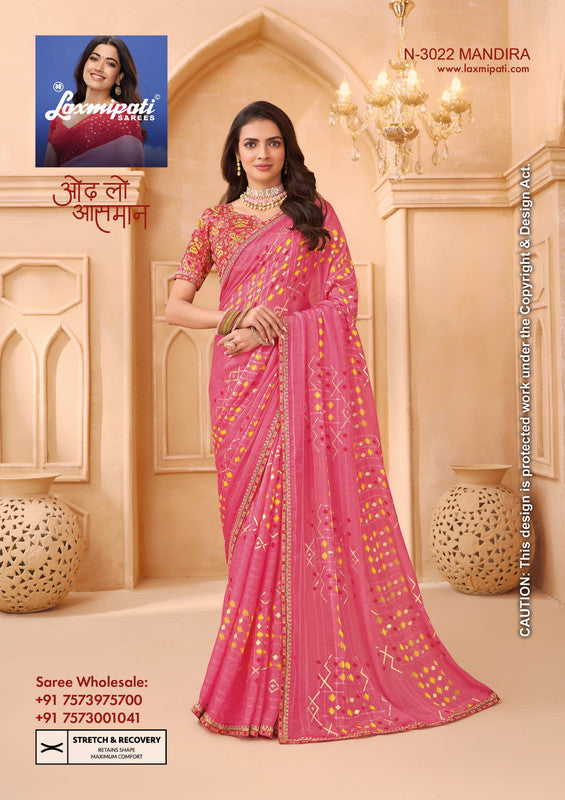 Laxmipati Tohfa N-3022 - Peach Sprkle Chiffon Drape By Sanskar Sarees