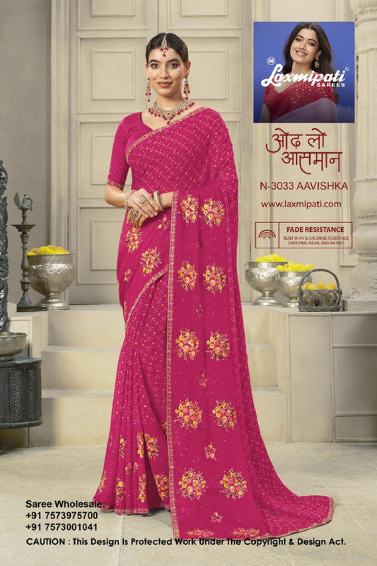 Laxmipati Krack Jack N-3033 - Rani Marble Chiffon Drape By Sanskar Sarees