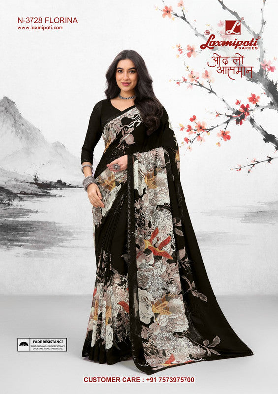 Laxmipati Ghazal N-3252 - Leaf Green Marble Chiffon Drape By