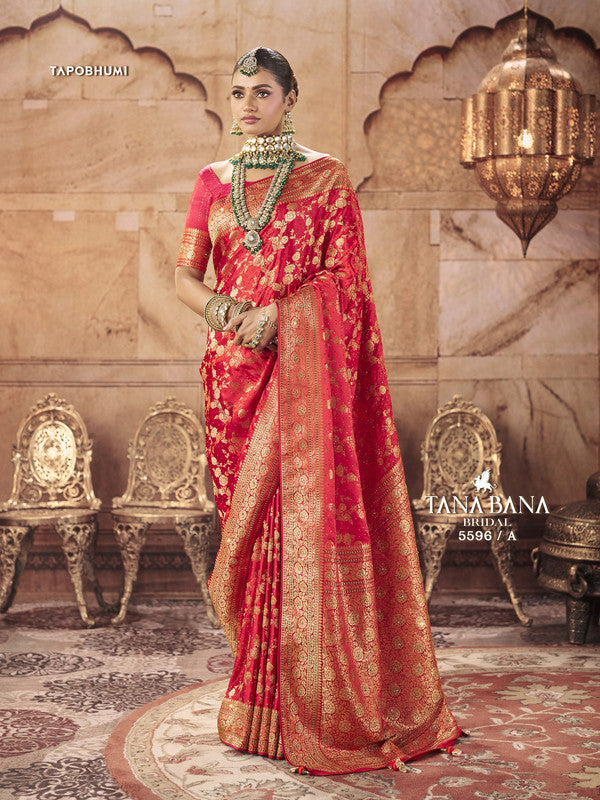 Tana Bana Premium 5596-A - Rani Satin Silk Drape By Sanskar Sarees