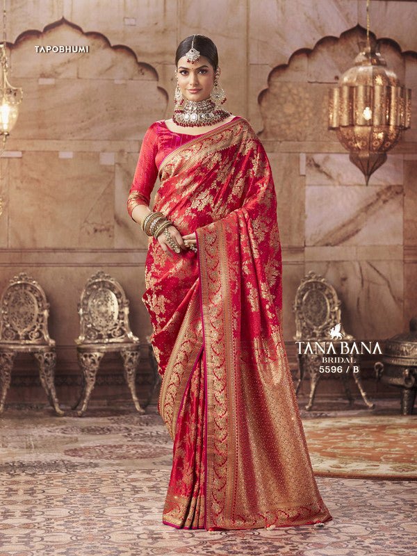 Tana Bana Premium 5596-B - Rani Banarsi Silk Drape By Sanskar Sarees