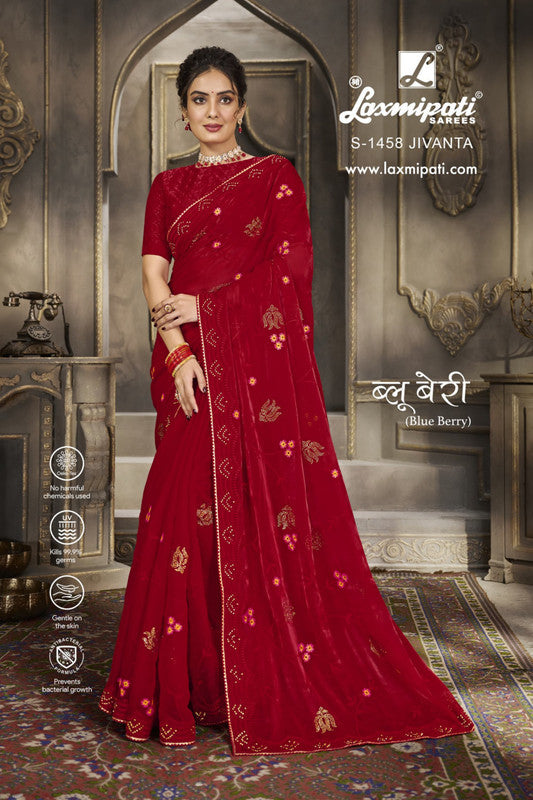 Laxmipati Blue Berry S-1458 Red Jimmy Choo Saree