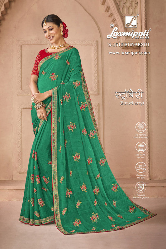 Laxmipati Strawberry S-1515 Green Chiffon Saree