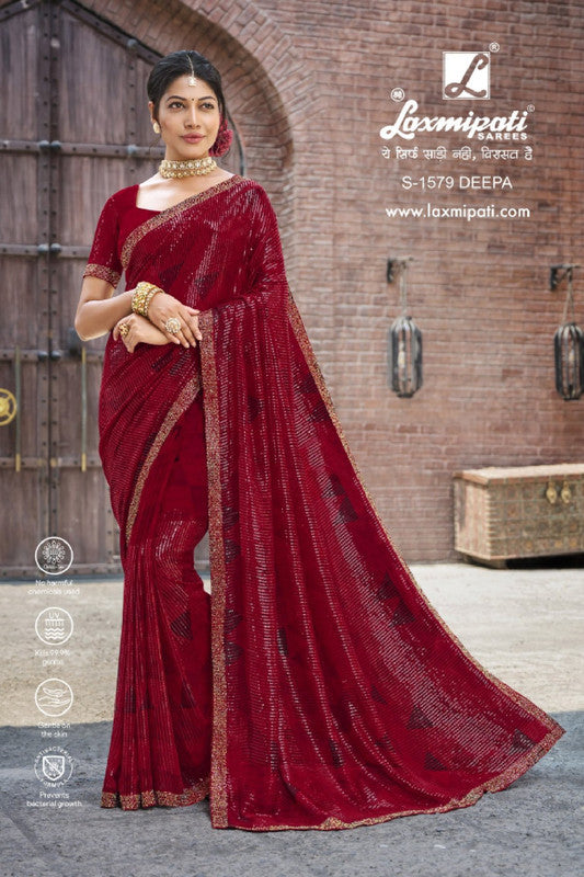Laxmipati Sona-Chandi S-1579 Maroon Georgette Saree