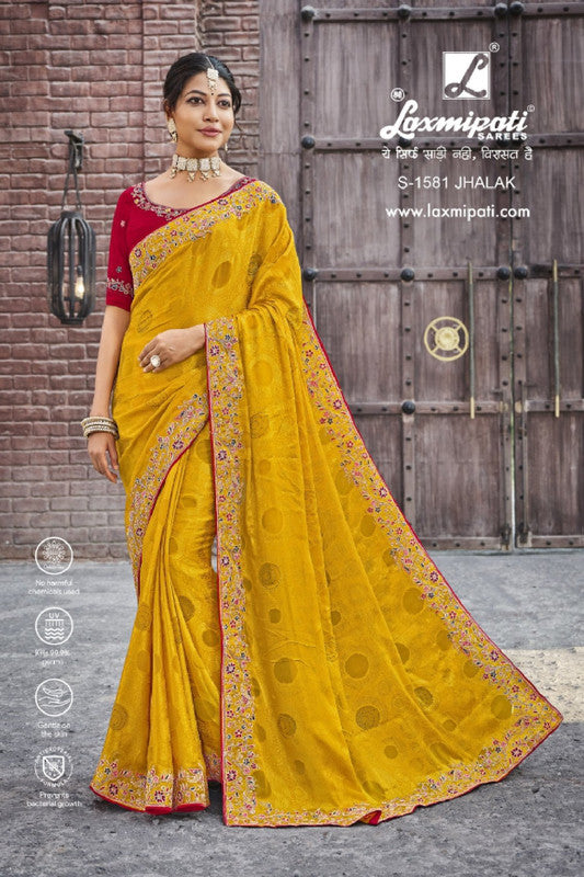 Laxmipati Sona-Chandi S-1581 Yellow Jacquard Saree