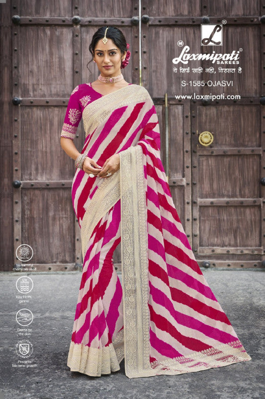 Laxmipati Sona-Chandi S-1585 Pink Sparkle Chiffon Saree