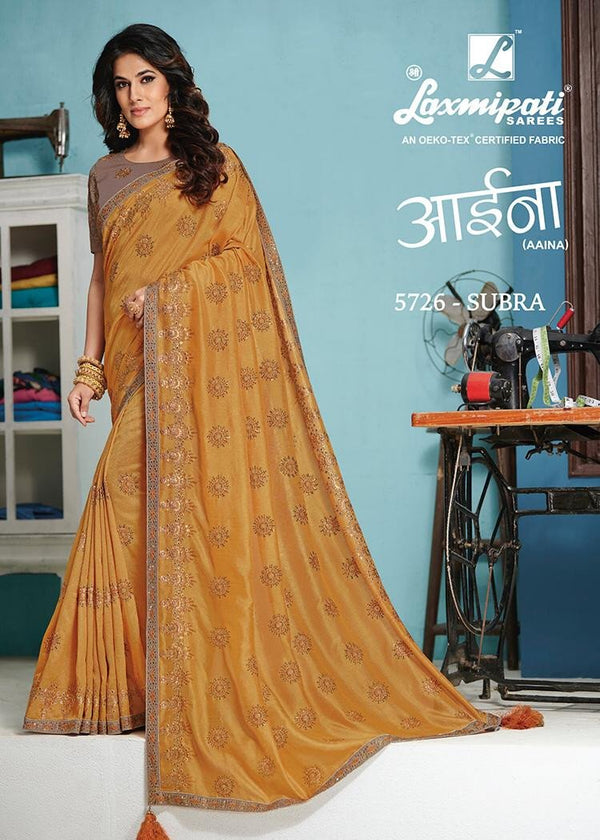 Laxmipati Aaina 5726 Yellow Raw Silk Saree