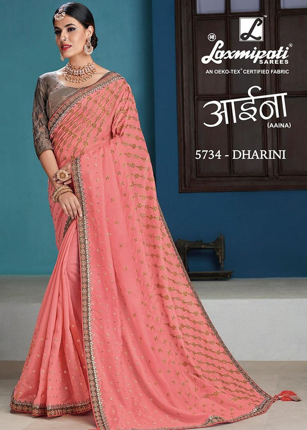 Laxmipati Aaina 5734 Pink Raw Silk Saree