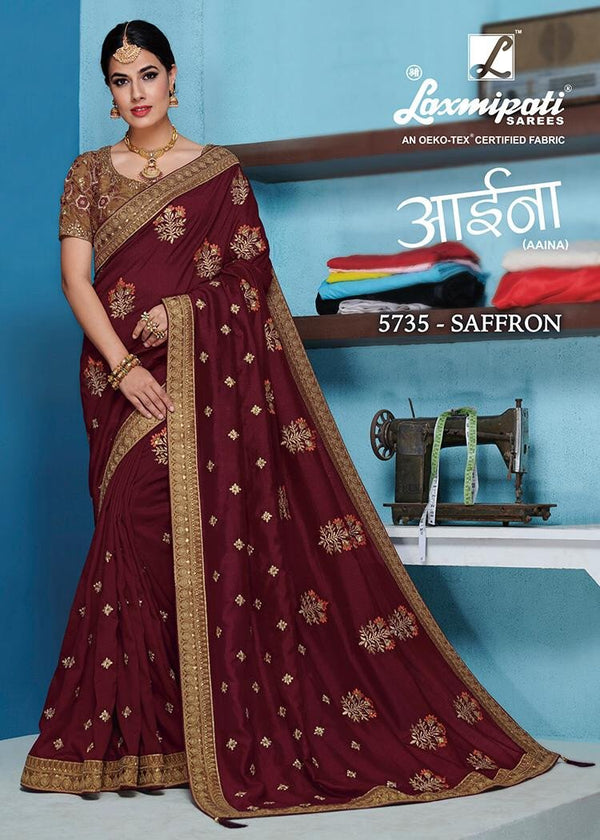 Laxmipati Aaina 5735 Maroon Raw Silk Saree