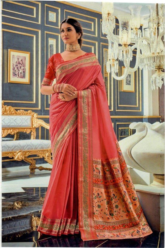 Manjubaa Aarshati Silk Mj-6705 Pink Silk Saree
