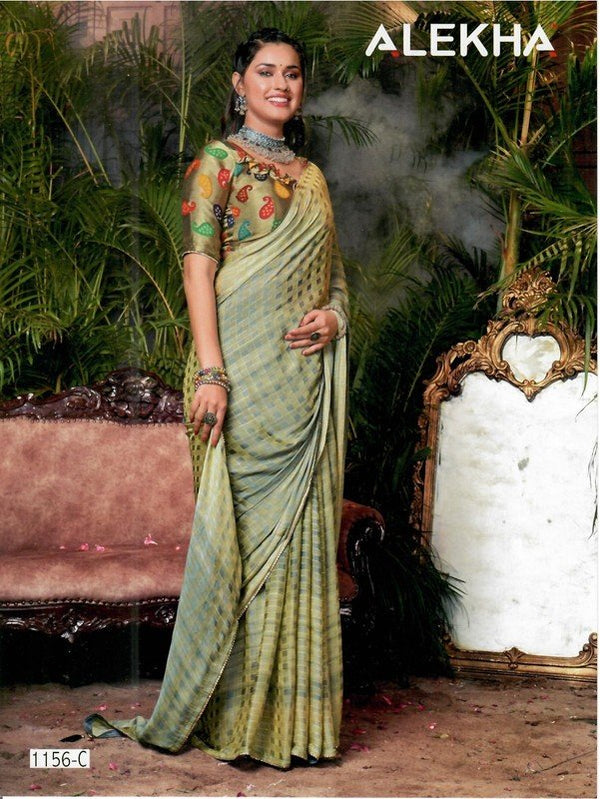 Alekha Network Al-1156-C Grey Chiffon Saree