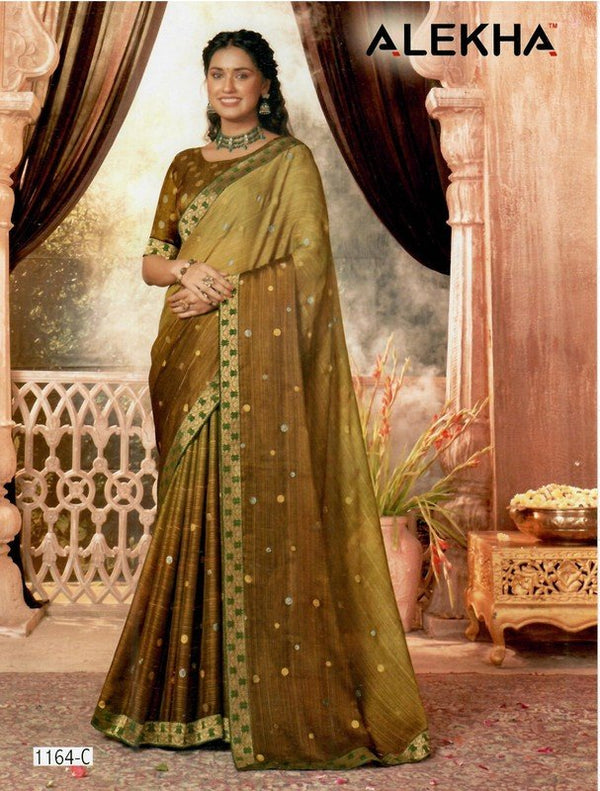 Alekha Network Al-1164-C Green Chiffon Saree