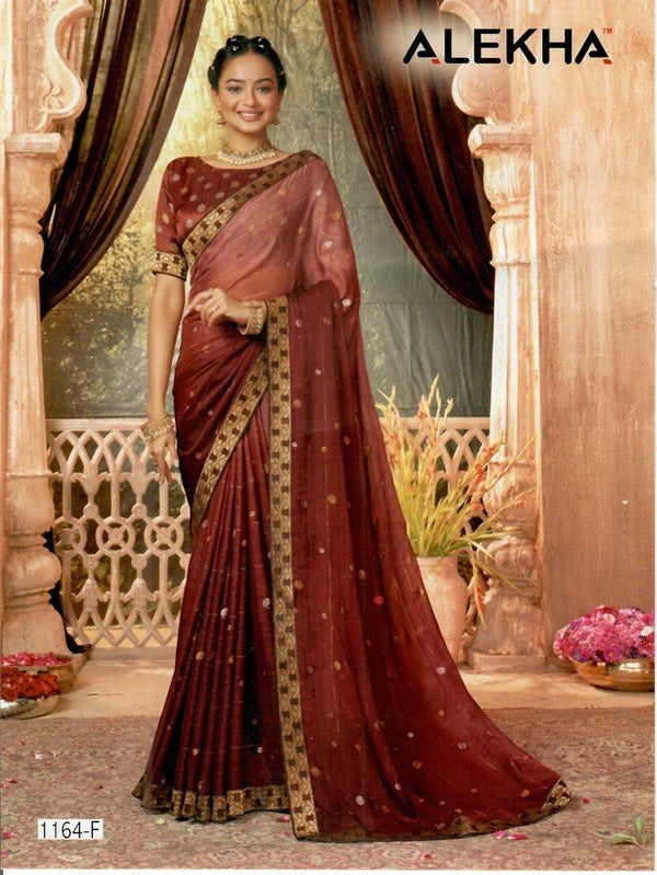 Alekha Network Al-1164-F Maroon Chiffon Saree