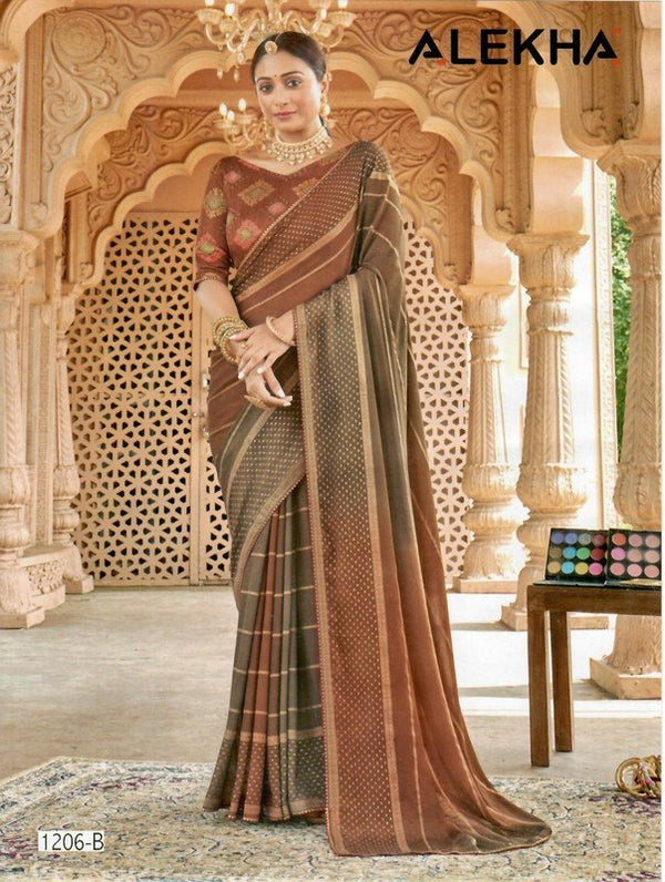 Alekha Network Al-1206-B Green Georgette Saree