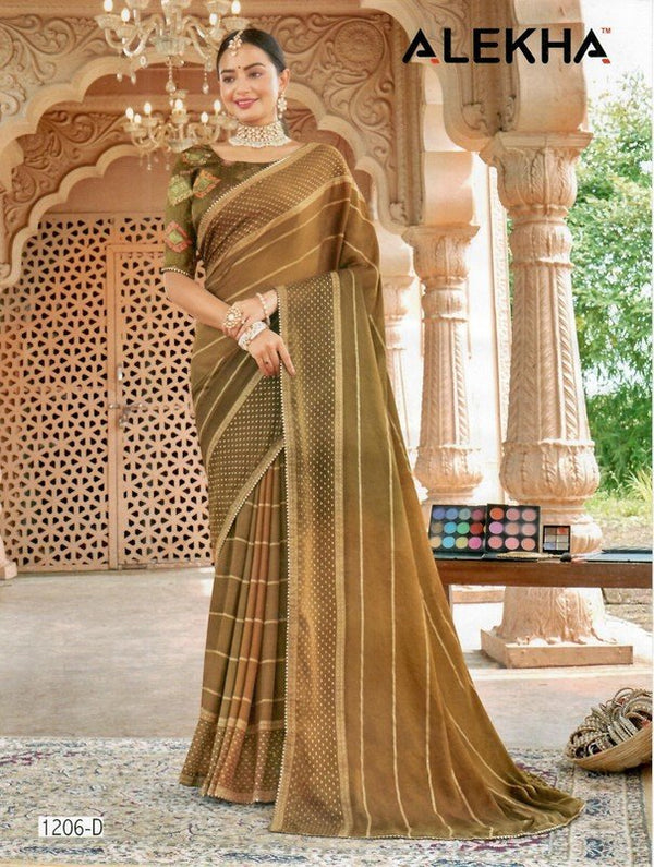 Alekha Network Al-1206-D Brown Georgette Saree