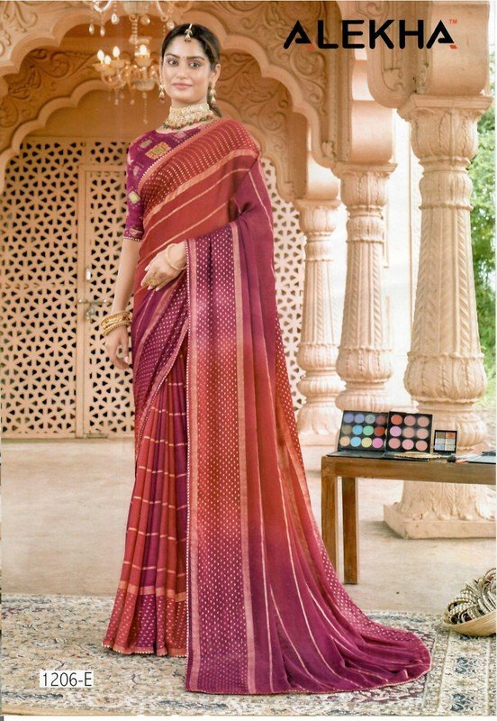 Alekha Network Al-1206-E Pink Georgette Saree