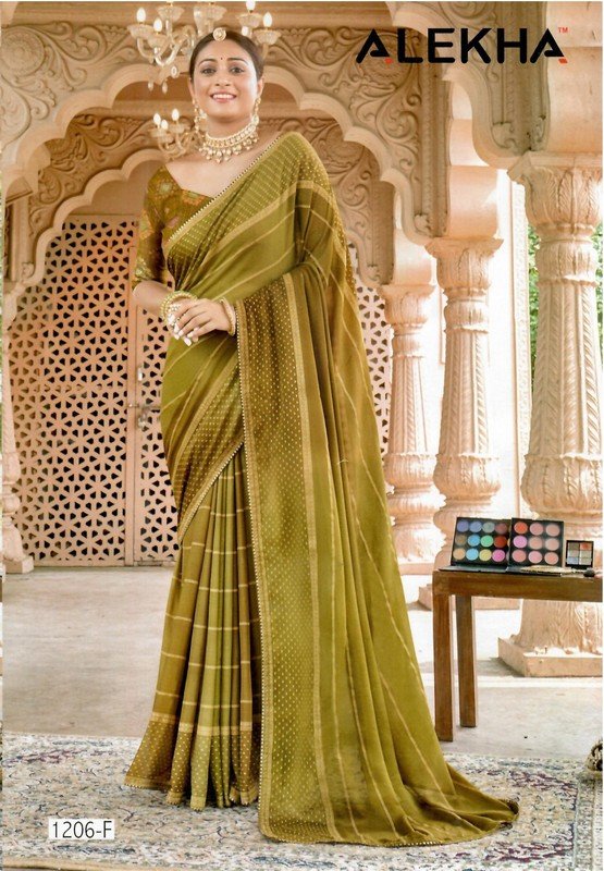 Alekha Network Al-1206-F Green Georgette Saree