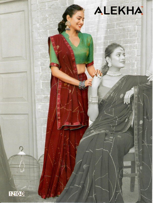 Alekha Network Al-1210-D Maroon Georgette Saree