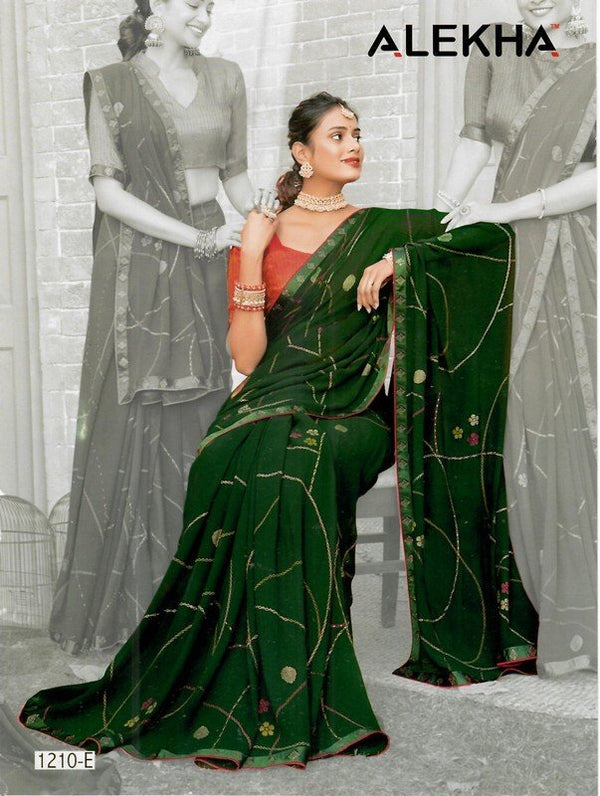 Alekha Network Al-1210-E Green Georgette Saree