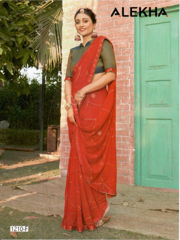 Alekha Network Al-1210-F Red Georgette Saree