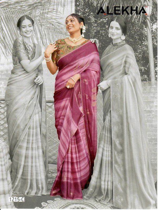 Alekha Network Al-1215-C Purple Chiffon Saree