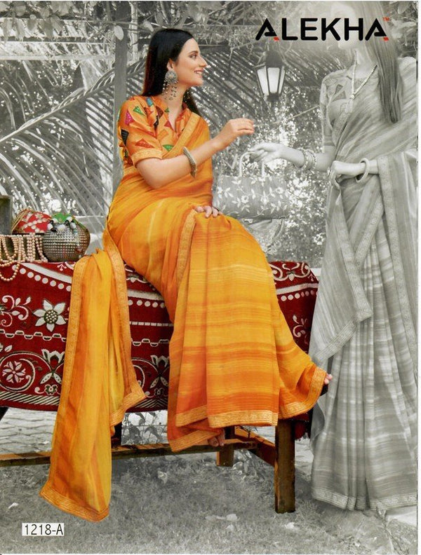 Alekha Network Al-1218-A Yellow Silk Saree