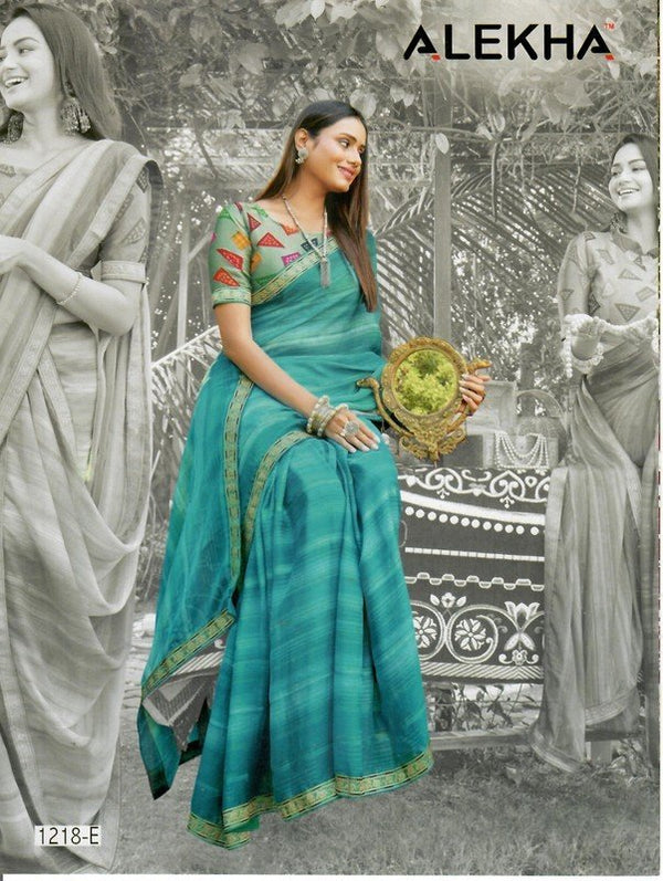 Alekha Network Al-1218-E Blue Silk Saree